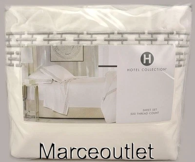 Juego de sábanas KING 500 hilos bordados eslabones de cadena Hotel Collection plateados Foto 1 de 4