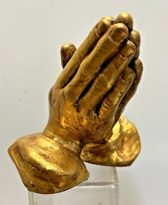 Betende Hände Statue Vintage 50er Jahre groß bronziert/gold Kreidegeschirr - Bild 1 von 6