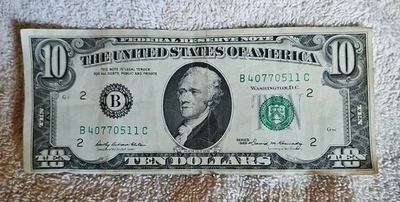 1969 10 dollar bill U.S. Currency Serial Number B40770511C David Kennedy $10 - Image 1 of 4