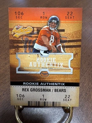 2003 Fleer Authentix REX GROSSMAN Rookie Authentix Chicago Bears Gators /1250 RC - Image 1 of 2