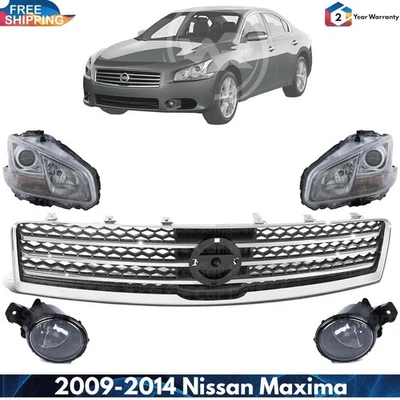 Front Grille Assembly Chrome & Head Light Assembly For 2009-2014 Nissan Maxima Foto 1 de 4