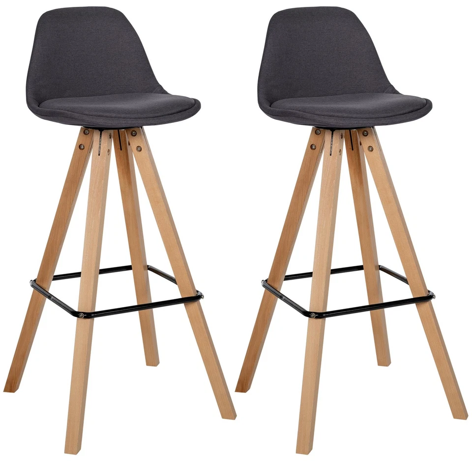 CLP Barhocker 2er Set modern Corbin Square, gepolstert mit Rückenlehne