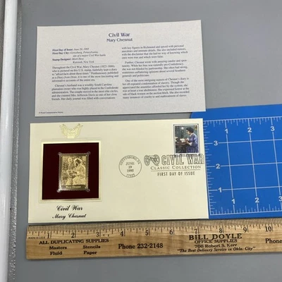 Civil War 22kt Gold Stamps First Day of Issue 32 Cent MARY CHESNUT 06.29.95 - Image 1 of 4
