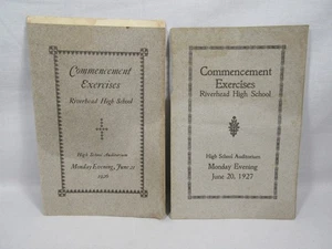 Programas de graduación de escuela secundaria RIVERHEAD NY de 1926 y 1927 Eastern Long Island - Imagen 1 de 3