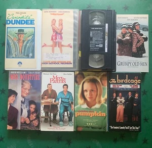 Lot of 8 VHS Tapes 80s 90s Blockbuster Comedy Robin Williams - Picture 1 of 5