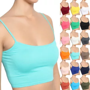 Canotta TheMogan senza cuciture spaghetti strap crop elasticizzata cami bandeau bralette - Foto 1 di 115