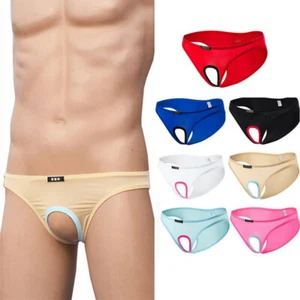 Men Sexy Open Front Hole Bikini Briefs Underwear Panties G-String Thong Lingerie - Picture 1 of 19