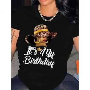 Ladies' casual T-shirt | This is my birthday print, round neck short sleeved - Picture 1 of 12