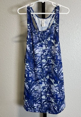 Camiseta deportiva Under Armour HeatGear para mujer con estampado azul púrpura espalda deportiva talla M Foto 1 de 4