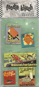 Vintage FOODIE KITSCH laminated full-color MAGNETS Set - Picture 1 of 1