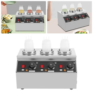 240W Commercial Fudge Sauce Warmer Jam Heat Preservation Machine 3-Bottle Steel - Picture 1 of 12