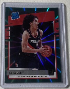 CJ ELLEBY / 2020-21 Donruss Basketball / GREEN LASER RATED ROOKIE PARALLEL / 223