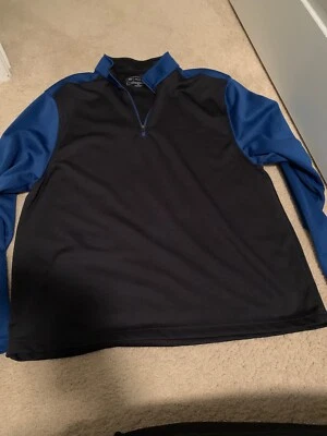 Pullover de golf Jos A Bank para hombre XL azul y negro cuarto cremallera poliéster manga larga Foto 1 de 4