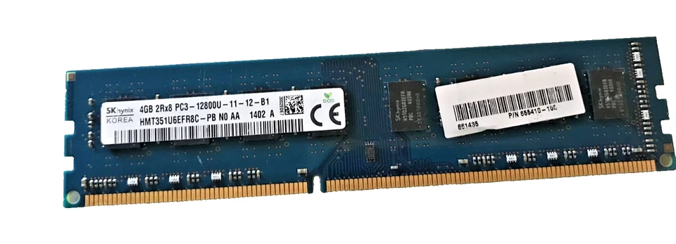 SK hynix 4GB 2Rx8 PC3-12800U DDR3 1600 MHz Desktop Memory HMT351U6EFR8C-PB RAM - Image 1 of 1