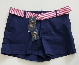 Polo Ralph Lauren Little Girls Belted Stretch Chino Shorts Newport Navy Sz 6-NWT - Picture 1 of 1