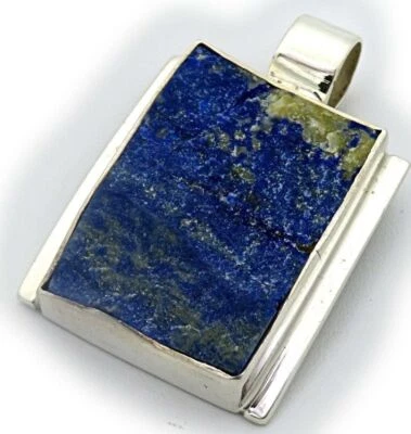 Nuovo Ciondolo Lapis Argento 925 Argento Sterling Lapis Lazuli Unico Pezzo Top - Immagine 1 di 4