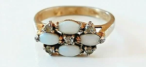 SILBER RING ° 925 / 1000 ° OPAL / GLASSTEIN ° vergoldet ° Silberschmuck ° - Picture 1 of 8