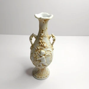 Jarrón Putti de porcelana vintage bisque querubín estilo victoriano aspecto antiguo - Imagen 1 de 6