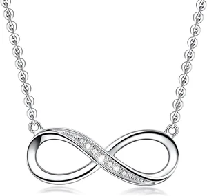 Infinity Pendant Necklace for Women, 925 Sterling Silver Love Heart Necklace - Picture 1 of 14