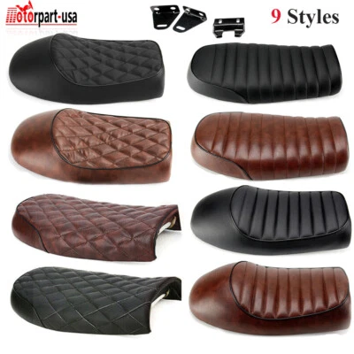 Hump Flat Brat Cafe Racer Seat Vintage Saddle For Honda Yamaha Suzuki Kawasaki - Image 1 of 4