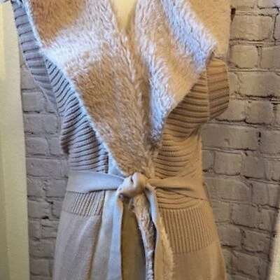 Cárdigan Suéter Chaleco Tejido Peck & Peck Piel Sintética Cinturón Mezcla Algodón Talla Pequeña Foto 1 de 4