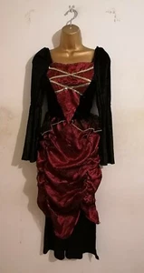 Black Gold Red Lace Sequin Sparkly Costume Gothic Princess Vampire Dress 11 / 12 - Picture 1 of 12