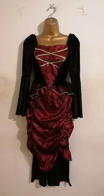 Black Gold Red Lace Sequin Sparkly Costume Gothic Princess Vampire Dress 11 / 12 - Image 1 of 4