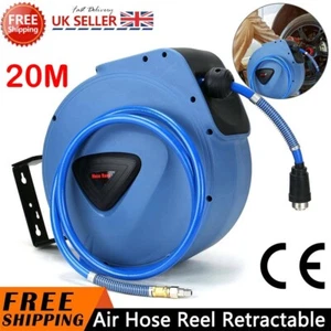 20M 65ft Air Line Compressor Air Hose Reel Retractable Wall Mount Tube Round UK - Picture 1 of 12