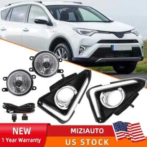 LED DRL Daytime Running Light Fog Lamps Wiring Switch For Toyota RAV4 2016-2018 - Picture 1 of 18