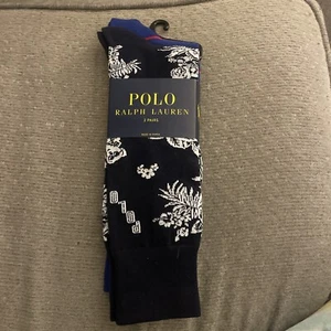 Polo Ralph Lauren Bearwaiian 2 Pair Dress Socks Men's Shoe Size 6-12.5 NWT - Picture 1 of 5