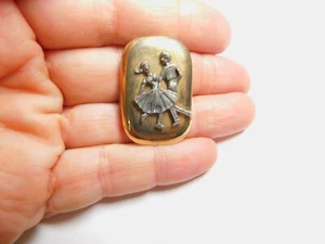 Gemischte Metalle Tanzen Paar Rechteck Schal Clip Vintage - Bild 1 von 4