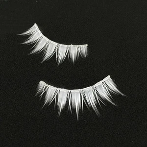 Weiße Wimpern Frauen Cosplay Make-up natürliche lange Kreuzstreifen falsche Wimpern - Bild 1 von 5