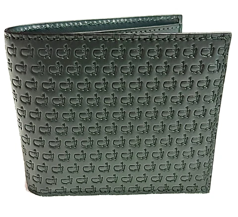 2023 MASTERS GREEN Bifold EMBOSSED ITALIAN LEATHER WALLET - Flag Cover