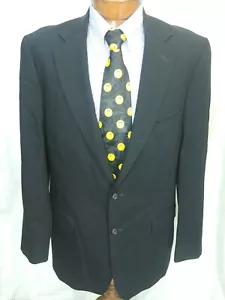 42 L Alan Flusser Herren Sakko Blazer Mantel Schwarz 2 Knopf Wolle Super 100s - Bild 1 von 10