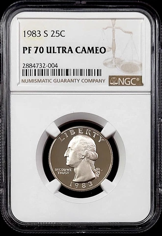 1983 S Proof Washington Quarter certified PF 70 Ultra Cameo by NGC! Cover