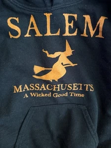 Salem Witch Hoodie Mass Child’s Size XS Halloween Black Orange Sweatshirt Wicked - Picture 1 of 8