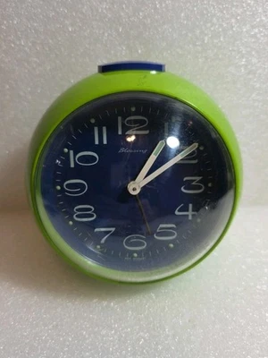 Vintage MCM Alarm Clock Blessing West Germany • Green & Blue - Image 1 of 4