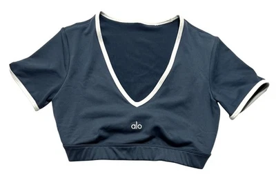 Camiseta de manga corta ALO Yoga Airbrush Race Pace en piedra azul/blanco Foto 1 de 4