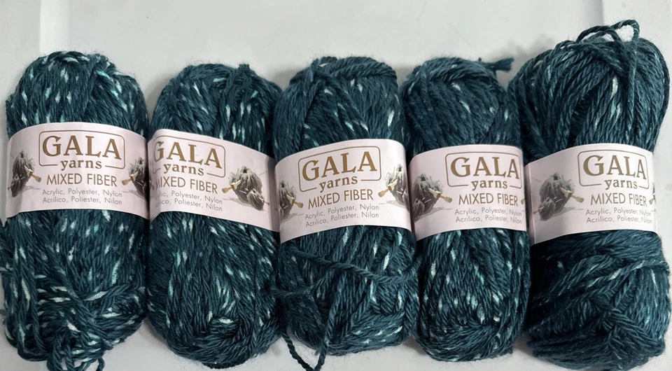 LOTE de 5 FIBRAS MIXTAS GALA Verde Oscuro Negro Cinta Moteada 1.76oz AcryPolyNylon Foto 1 de 4