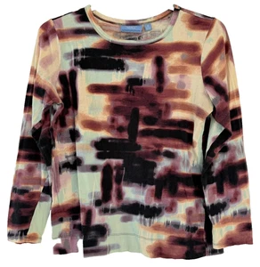 Simply Vera Vera Wang Purple Multi Cotton Tie Dye Long-Sleeve T-Shirt Women's M - Picture 1 of 14
