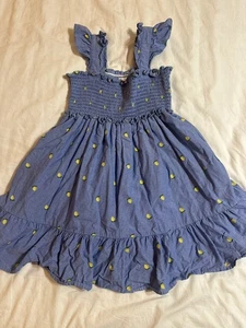 Robe de soirée smockée sans manches à volants bleu The Emily citron fille Janie & Jack taille 7 - Photo 1/6