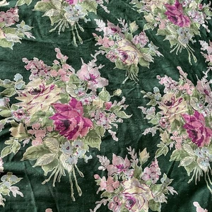 5 Yard Vintage Rindenstoff Stoff grün Mid Century Blumen Shabby Chic wie MÄNGEL - Bild 1 von 11