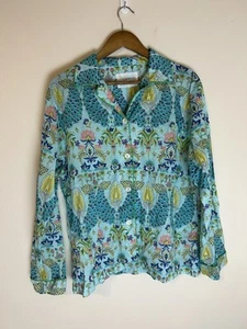 The Cats Pajamas Safari Top Peacock Print Lounge Sleepwear Night Shirt L - Picture 1 of 5