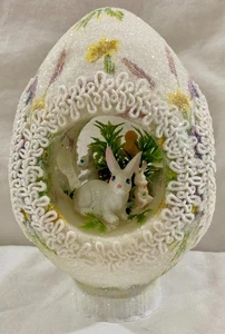 Vintage Osterei Diorama 8" - 4-seitig zuckerhaltig glitzernd - Bild 1 von 11