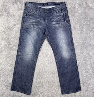 Guess Jeans Mens 34x32 Raw Denim Streetwear Desmond Relaxed Straight Y2K Whisker - Image 1 of 4