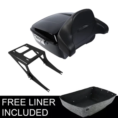 Black King Trunk Backrest Mount Rack Fit For Harley Softail Fat Boy 2008-2017 16 - Image 1 of 4