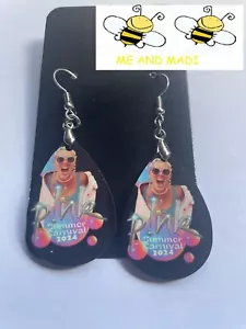 HANDMADE BY US PINK SUMMER CARNIVAL 2024 SP TEARDROP EARRINGS DOUBLE SIDED - Picture 1 of 2