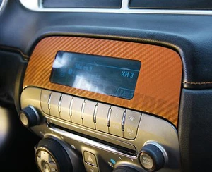 2010-2015 Camaro Orange Carbon Fiber Radio Overlay Decal Sticker - Chevy Wrap - Picture 1 of 1