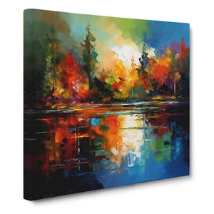 Lake Expressionism No.1 Canvas Wall Art Print Framed Picture Decor Dining Room - Picture 1 of 4