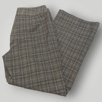 Pantalones Worthington para mujer 8 GRIS A CUADROS pata de gallo pierna acampanada tiro medio elásticos Foto 1 de 4